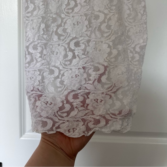 Vintage 'Delicates' (XS/S) White Sheer Lace Chemise Lingerie Slip Dress Floral - Picture 5 of 9